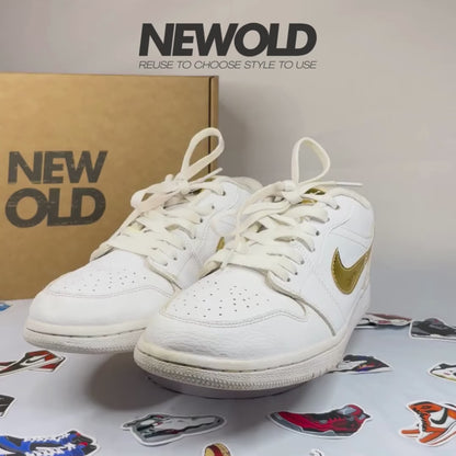 Nike Air Jordan 1 low white metallic gold - 7.5/10